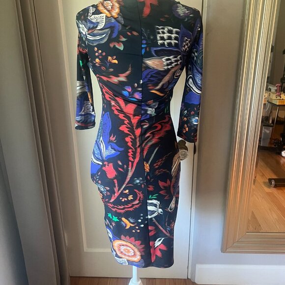 Roberto Cavalli knee-length floral print sheath dress with 3/4 sleeves. Size 40 - Picture 2 of 3